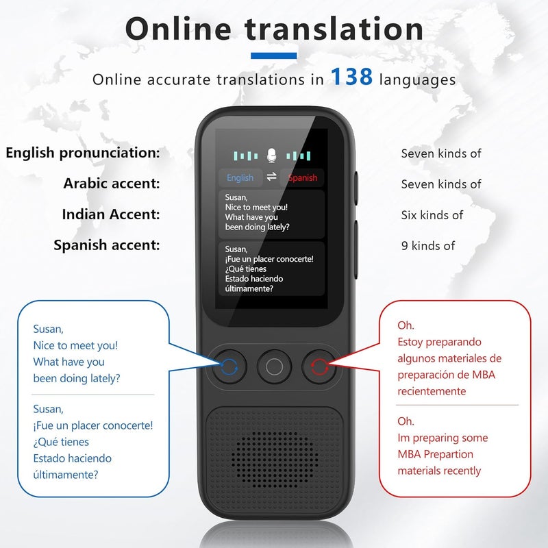 Rodxegu Store Language Translator Device, 138 Languages Supported, Instant Offline Language Translator Device, Voice Translator Offline, Portable Two-Way Real-Time Language Translator for Travel Business Learning - Image 3